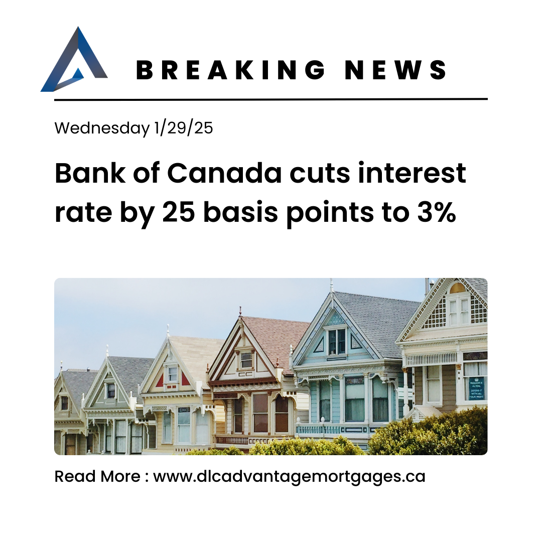 Bank of Canada cuts interest rate by 25 basis points to 3%